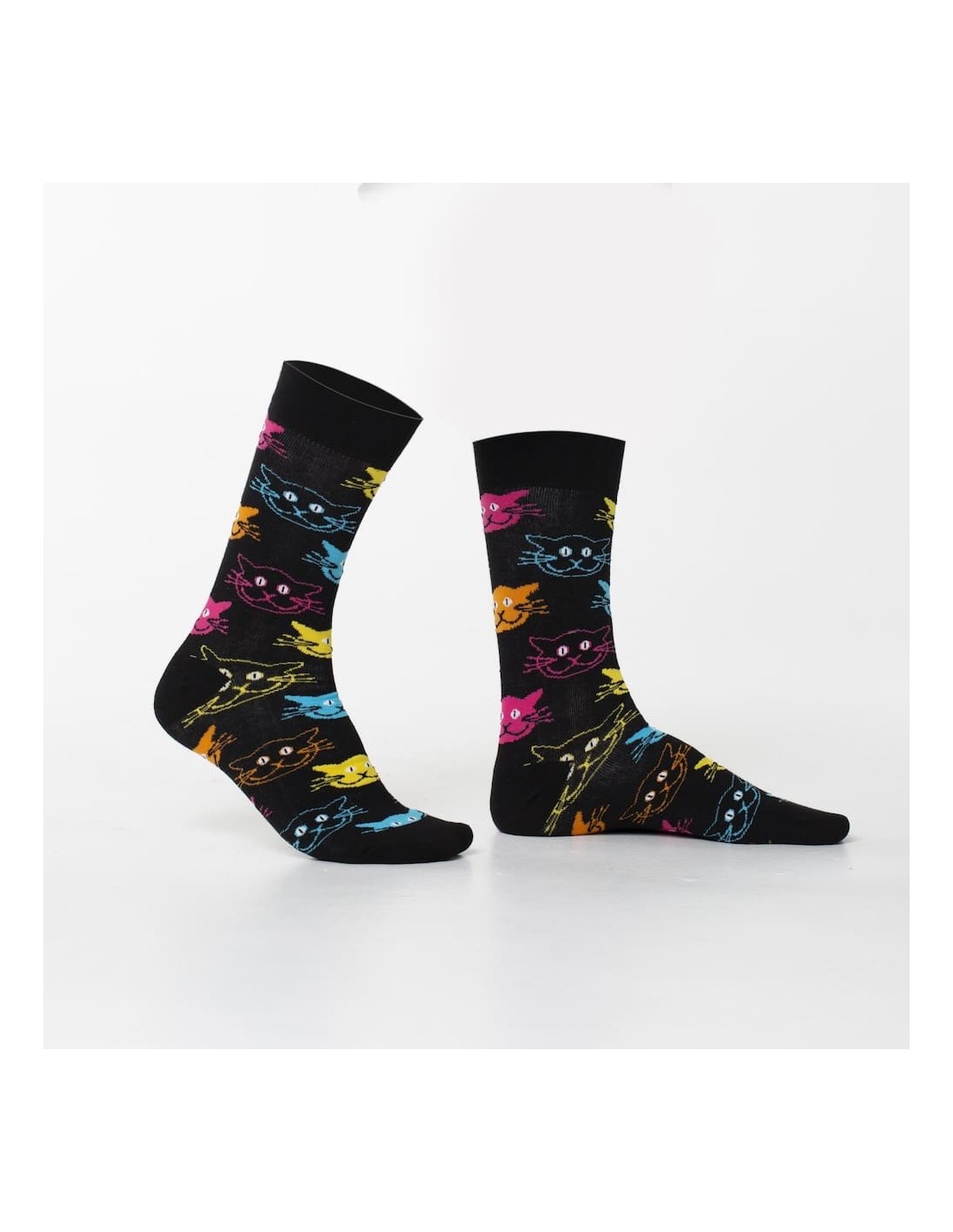 Black men\'s socks with cats SM26 - Online store - Boutique